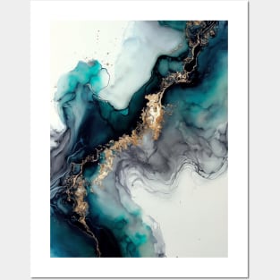 Crystal Clear Aqua - Abstract Alcohol Ink Resin Art Posters and Art